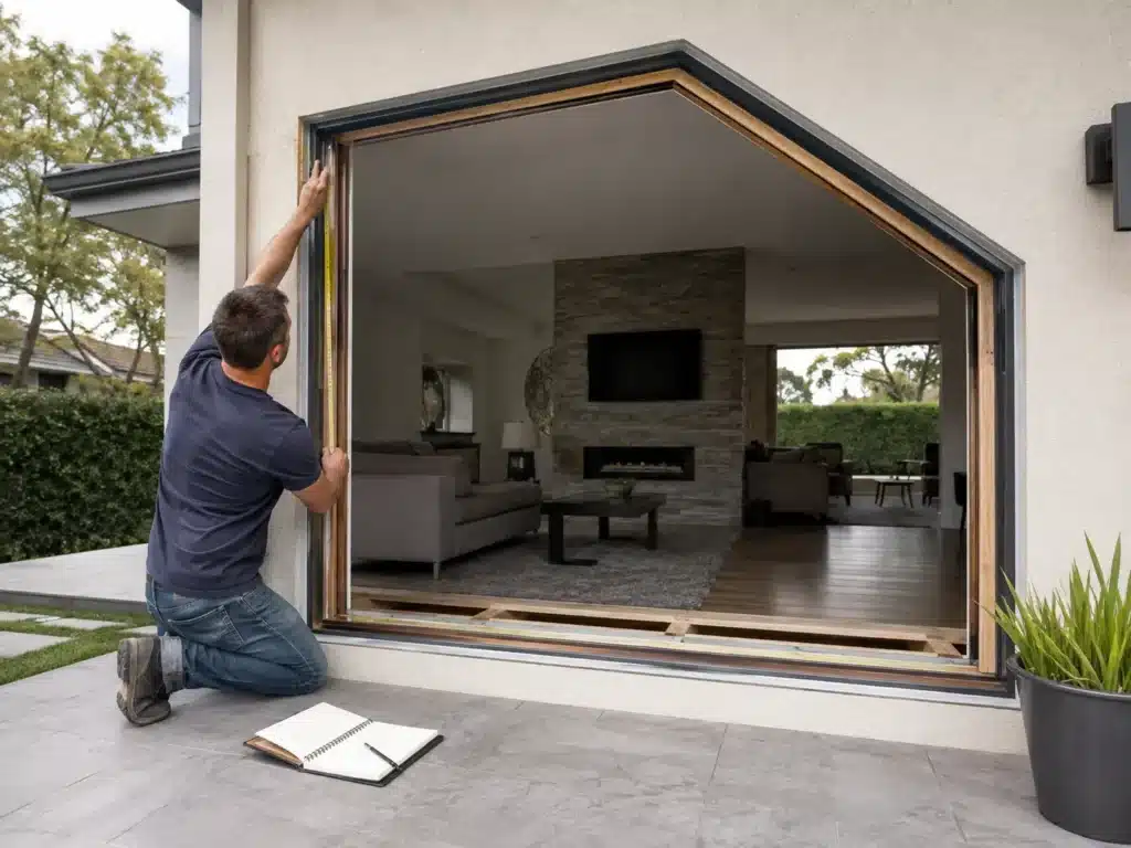 Measuring custom patio opening for security screen