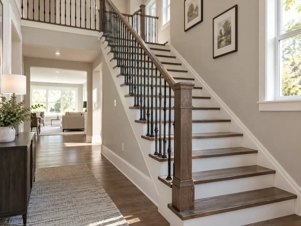 Modern staircase with secure railings